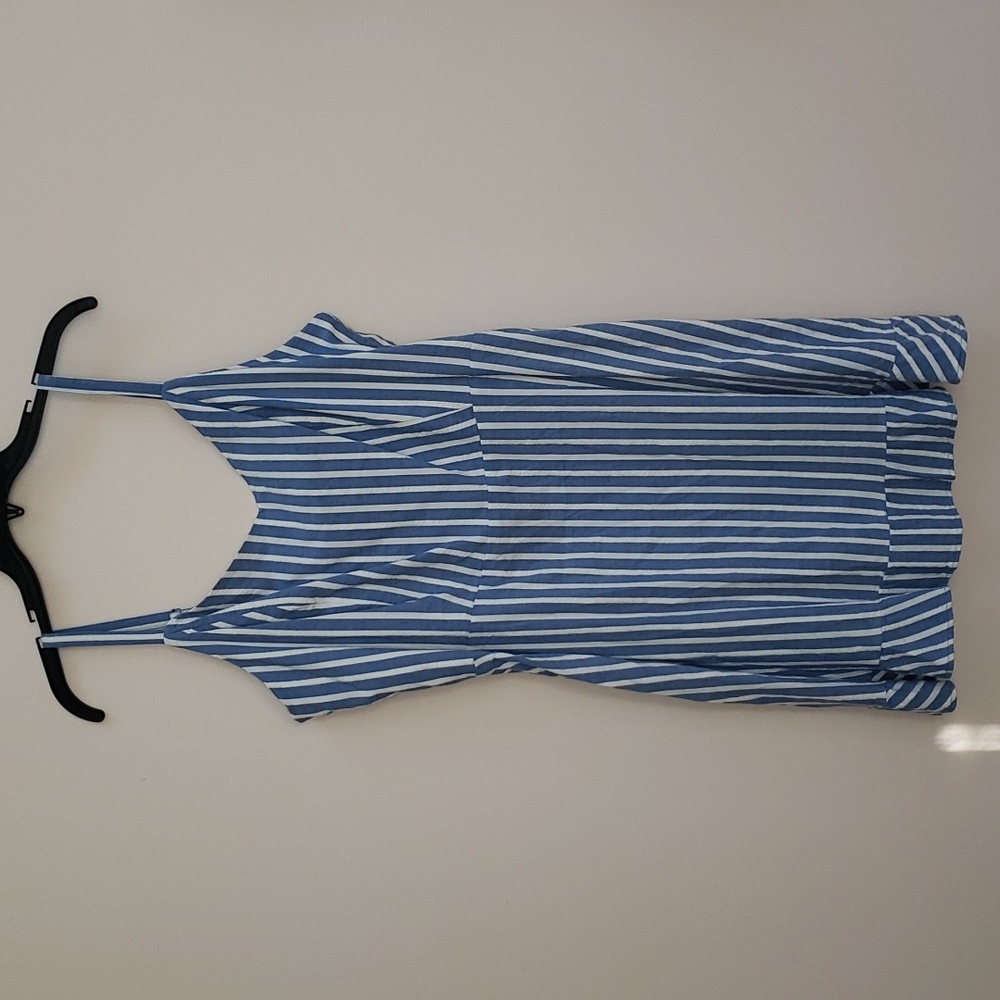 Old Navy Blue and White Striped Sleeveless Mini Dress with Ruffle Hem, Size XL